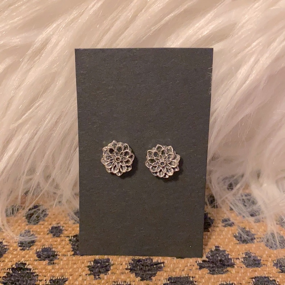Silver Flower Stud Earrings